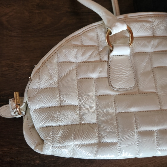 HOBO International White Patent Leather Quilted Shoulder Dust Bag Purse - Picture 2 of 11